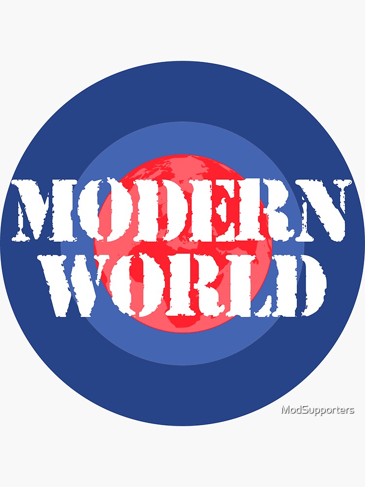 Modern World Globe Text Retro Mod Roundel Sticker For Sale By