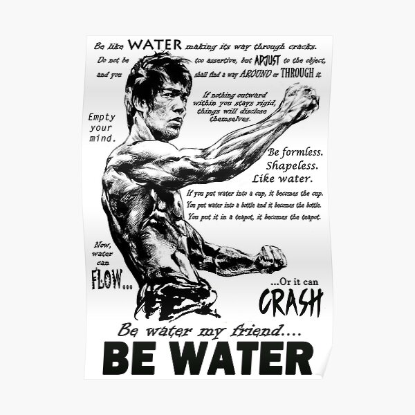 Bruce Lee Be Water Poster For Sale By Retro Flow Redbubble