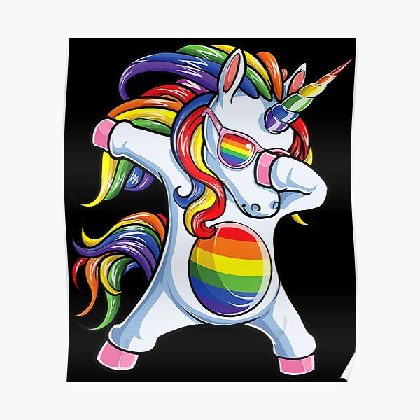 Dabbing Unicorn Gay Pride Lgbt Lesbian Rainbow Flag Poster For Sale