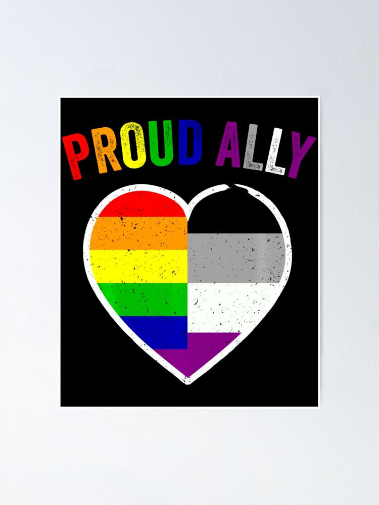 Proud Asexual Ally Lgbt Heart Rainbow Flags Gay Pride Poster For Sale