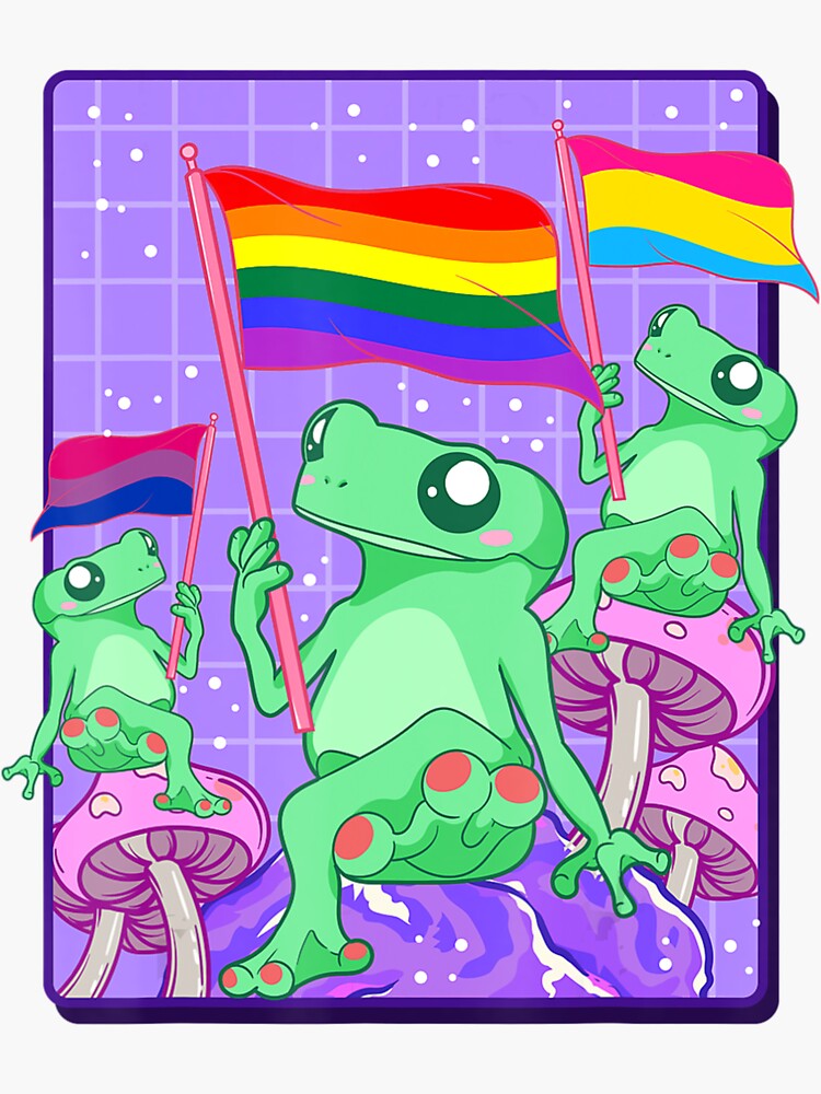 Lgbtq Frog Ally Frog Lgbt Pride Pansexual Bisexual Flag Cute Sticker