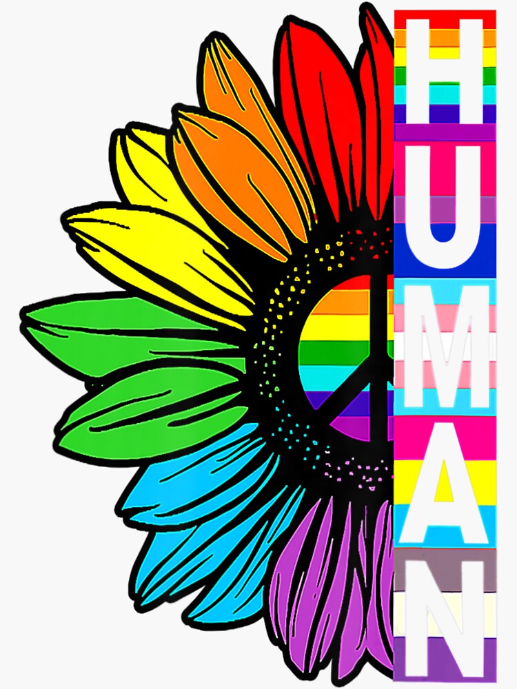 Restro Human Sunflower Lgbt Flag Gay Pride Month Proud Lgbtq Sticker