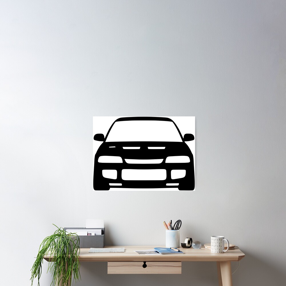 Mitsubishi Lancer EVO III EVO 3 Black Silhouette Poster For Sale By