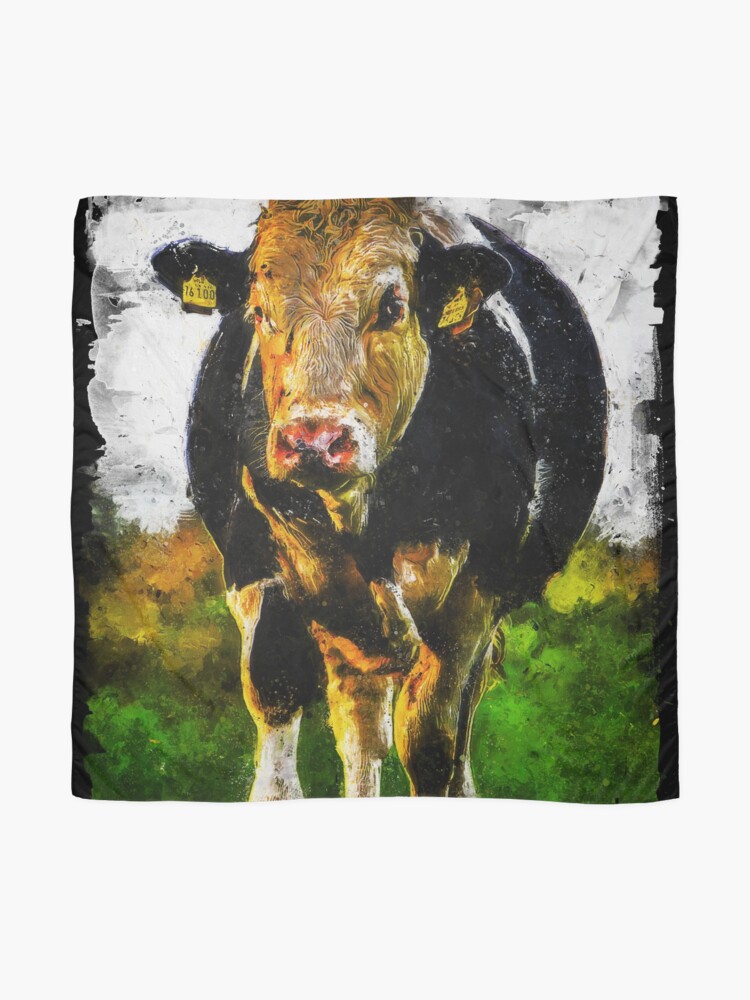 Cute Holstein Friesian Cattle Grazing Portrait Oil Painting Holstein