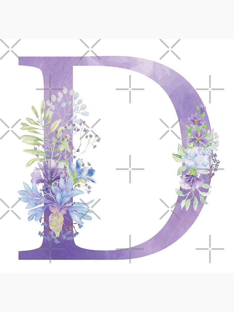 Light Purple Watercolor Floral Monogram Letter D Poster For Sale By