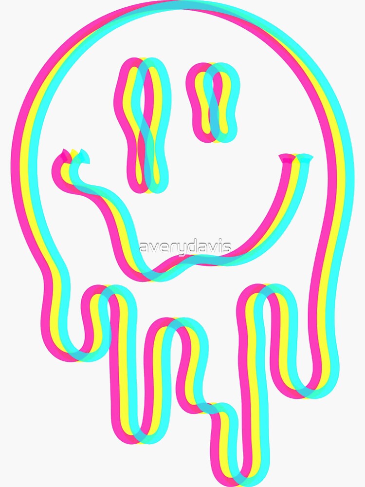 Neon Dripping Smiley Face Sticker For Sale By Averydavis Redbubble