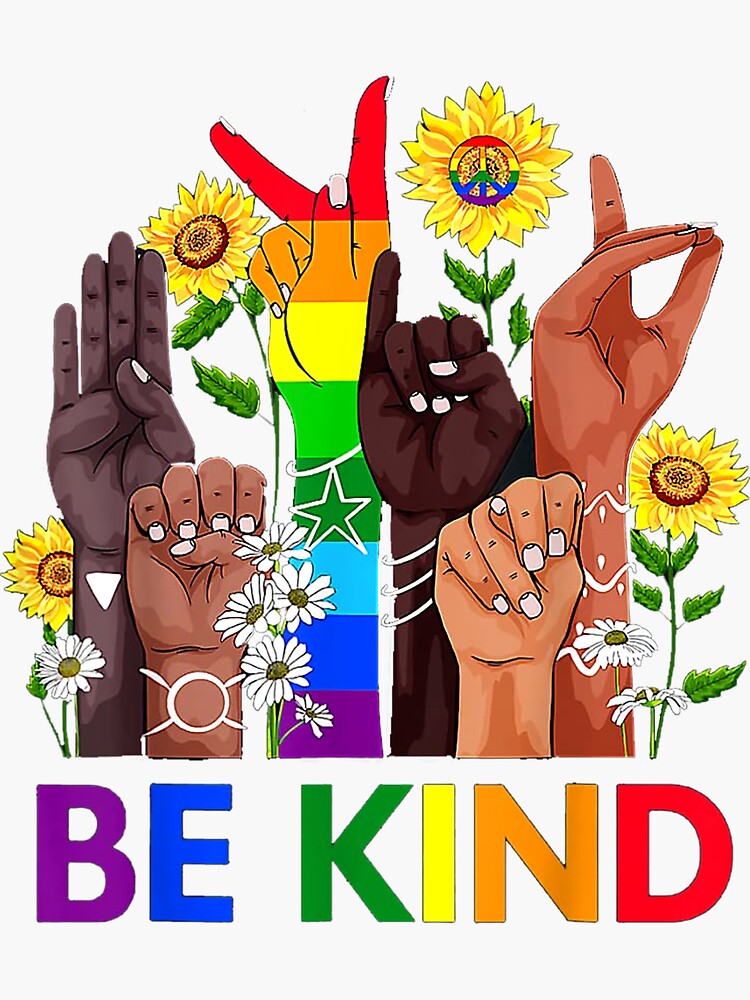 Be Kind Sign Language Hand Talking Lgbtq Gay Les Pride Asl Sticker