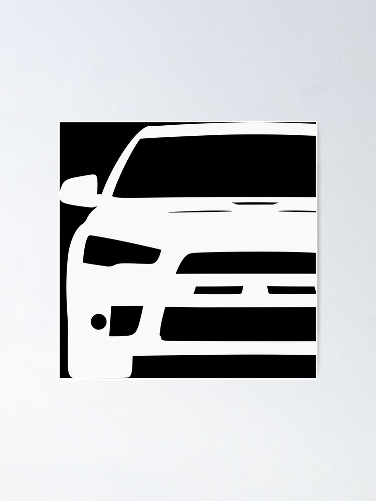 Mitsubishi Lancer EVO X EVO 10 White Silhouette Poster For Sale By