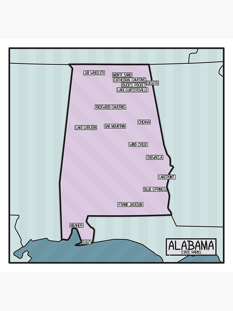 Alabama State Parks Map Poster For Sale By FinlayMcNevin Redbubble