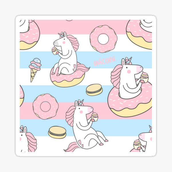 Cute Unicorn Pattern Sticker For Sale By Forwardfocus Redbubble