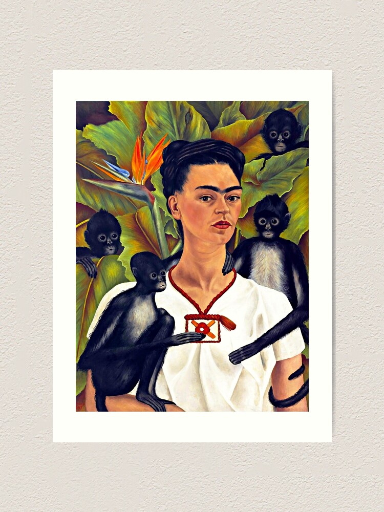 Frida Kahlo Self Portrait With Monkeys Art Print Surrealism Magic