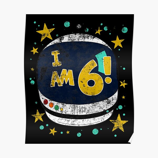 Póster Camiseta de 6 º cumpleaños para niños Astronauta espacial de