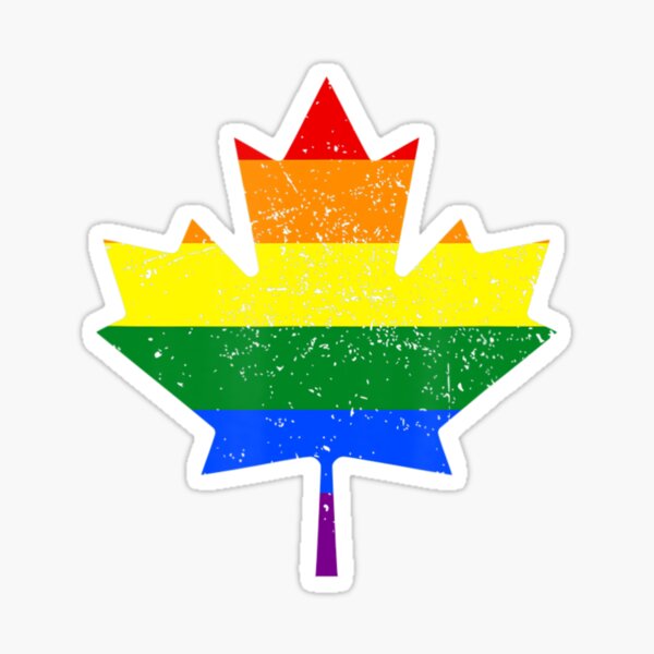 Vintage Lgbt Rainbow Canada Flag Maple Leaf Gay Pride Sticker For