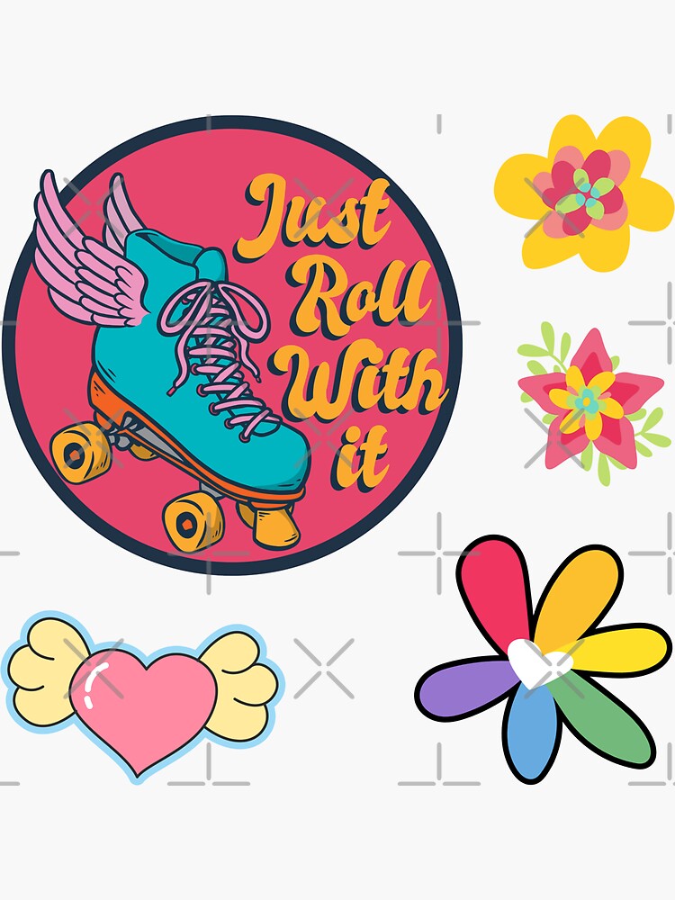 Just Roll With It Roller Skating Dancing Pack Sticker For Sale By