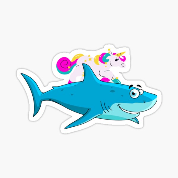 Unicorn Riding Shark Sticker For Sale By Inbeus Redbubble