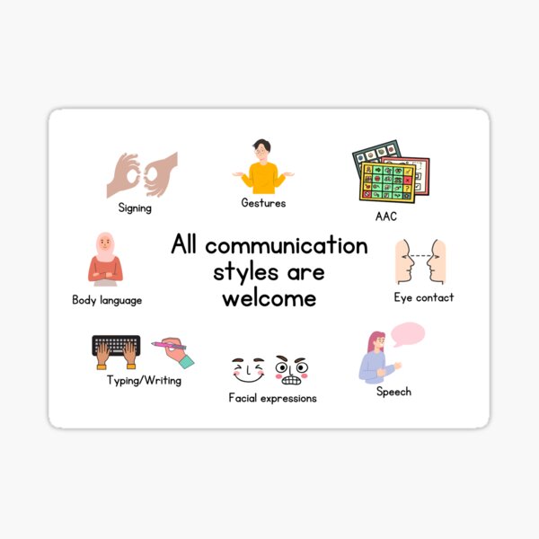 All Communication Styles Are Welcome Sticker For Sale By Wattle Ot