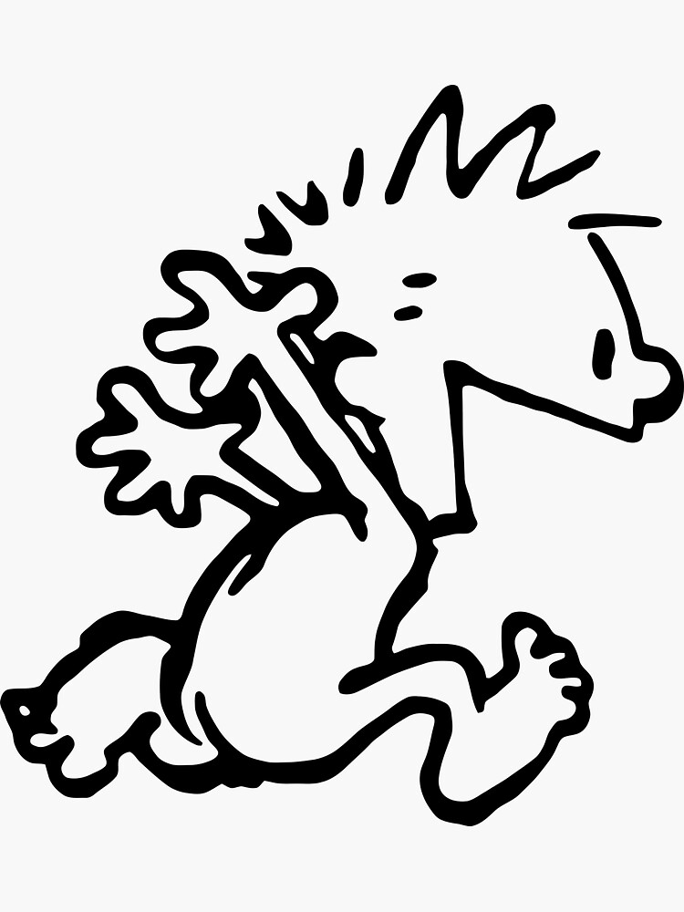 Calvin Hobbes Comic Running Naked Sticker For Sale By Astanama