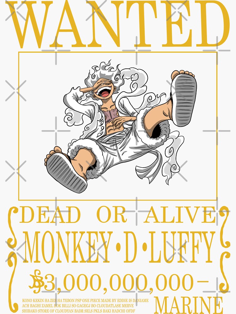 Pegatina One Piece Wanted Nuevo P Ster De Recompensas Monkey D Luffy