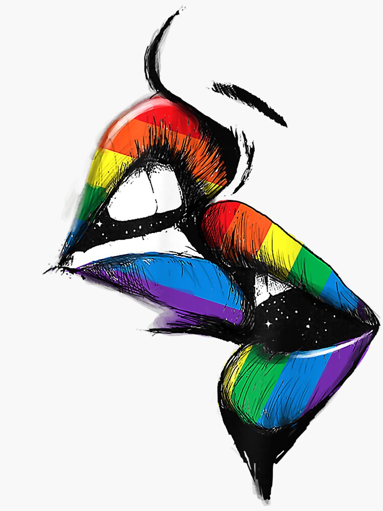 Lesbian Lips Kissing Rainbow Flag Gay Pride LGBT Sticker For Sale By