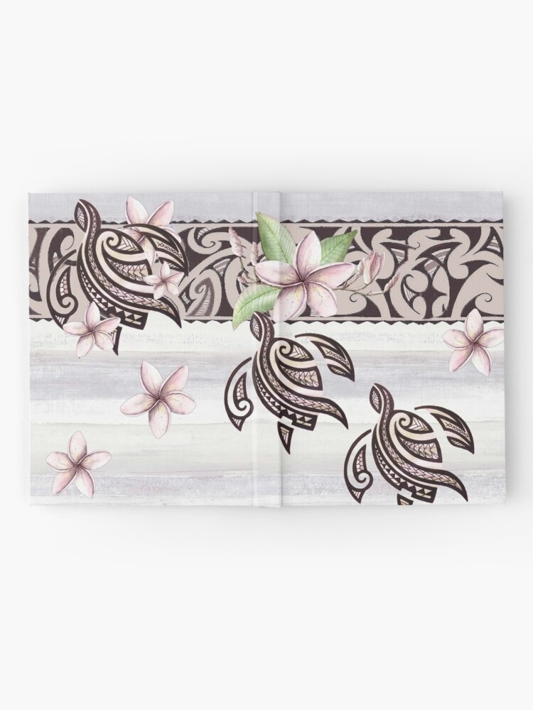 Hawaiian Tapa Border Plumeria And Honu Hardcover Journal For Sale By