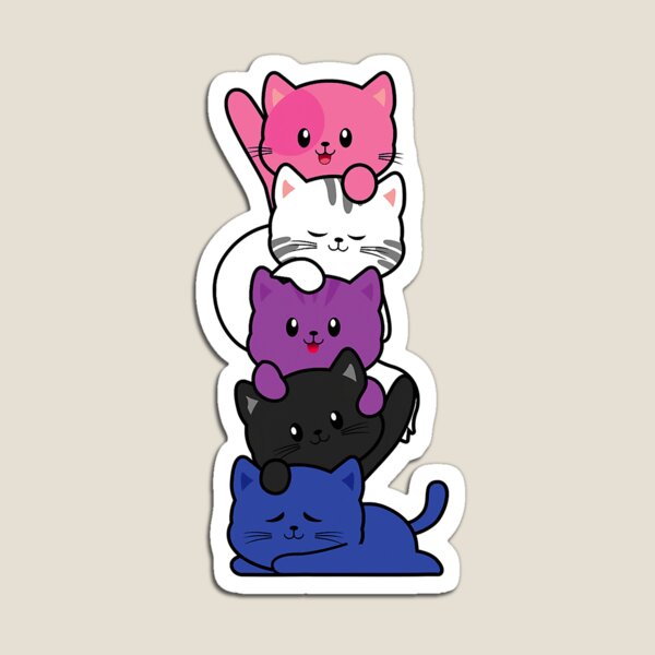 Genderfluid Kawaii Cat LGBTQ Gender Fluid Pride Flag Kittens Magnet