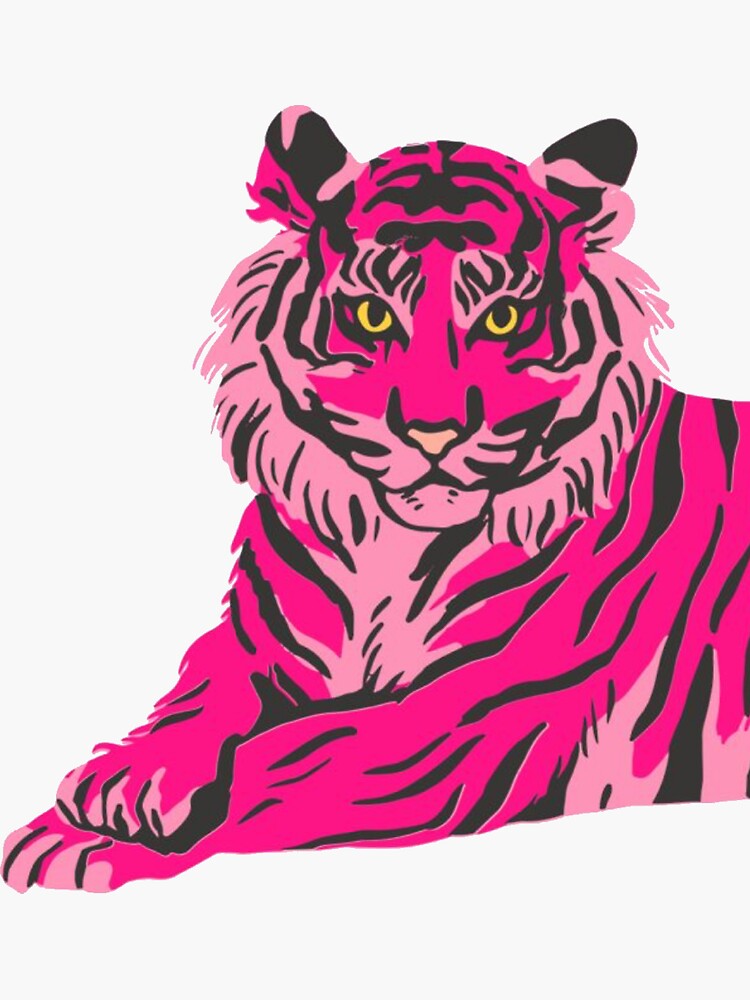 Preppy Pink Tiger Sticker Sticker For Sale By Carolinanolan Redbubble