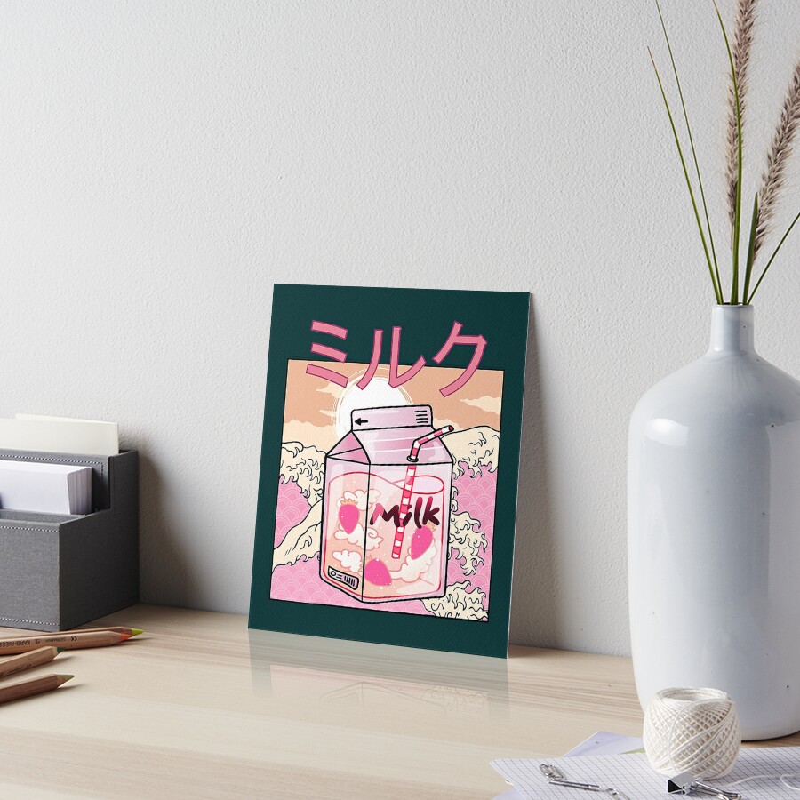 Strawberry Milk Shake Carton Funny Retro S Japanese Kawaii Art