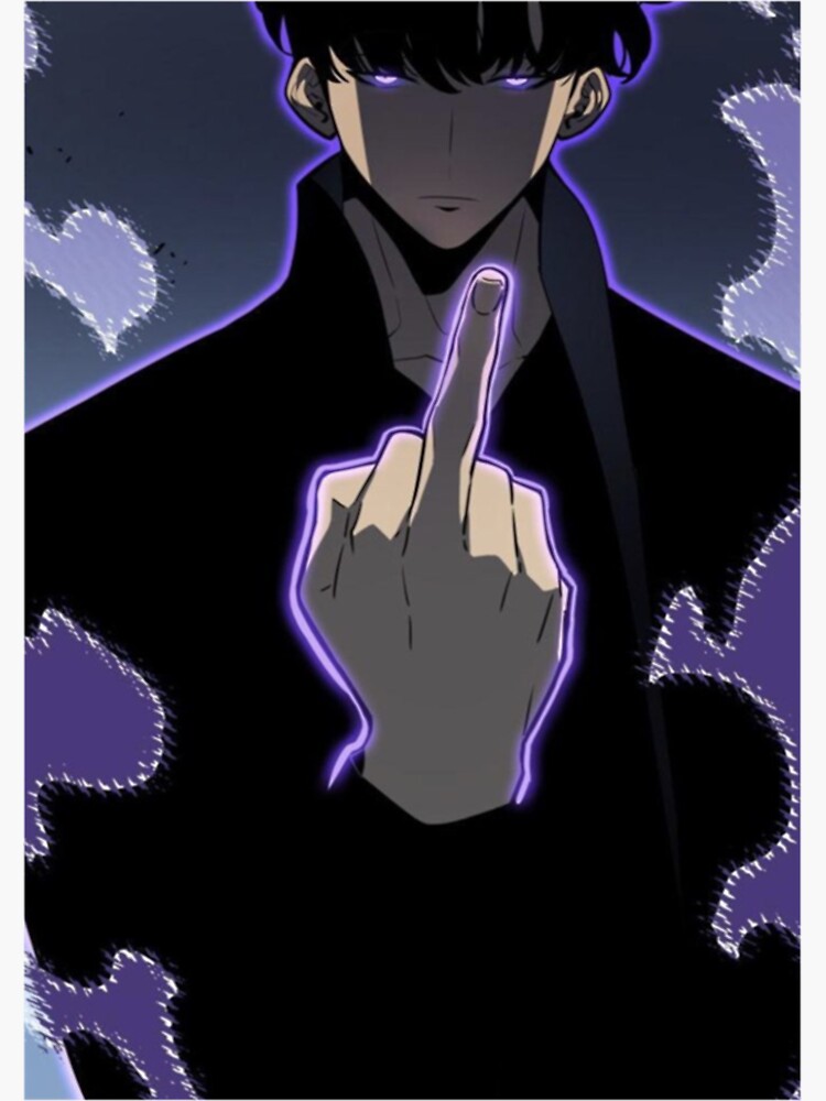 Solo Leveling Sung Jin Woo Middle Finger Poster By Vanime Redbubble