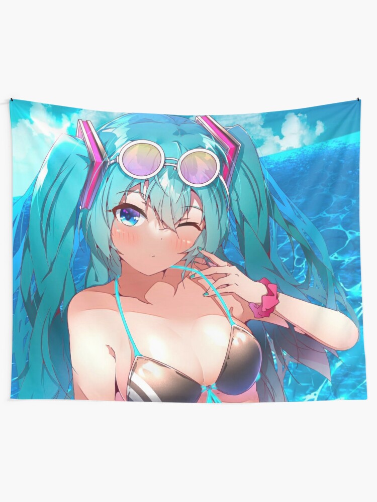 Sexy Hatsune Miku Bikini Waifu Kawaii Hot Vocaloid Lewd Anime Girl Lolita Tapestry For Sale