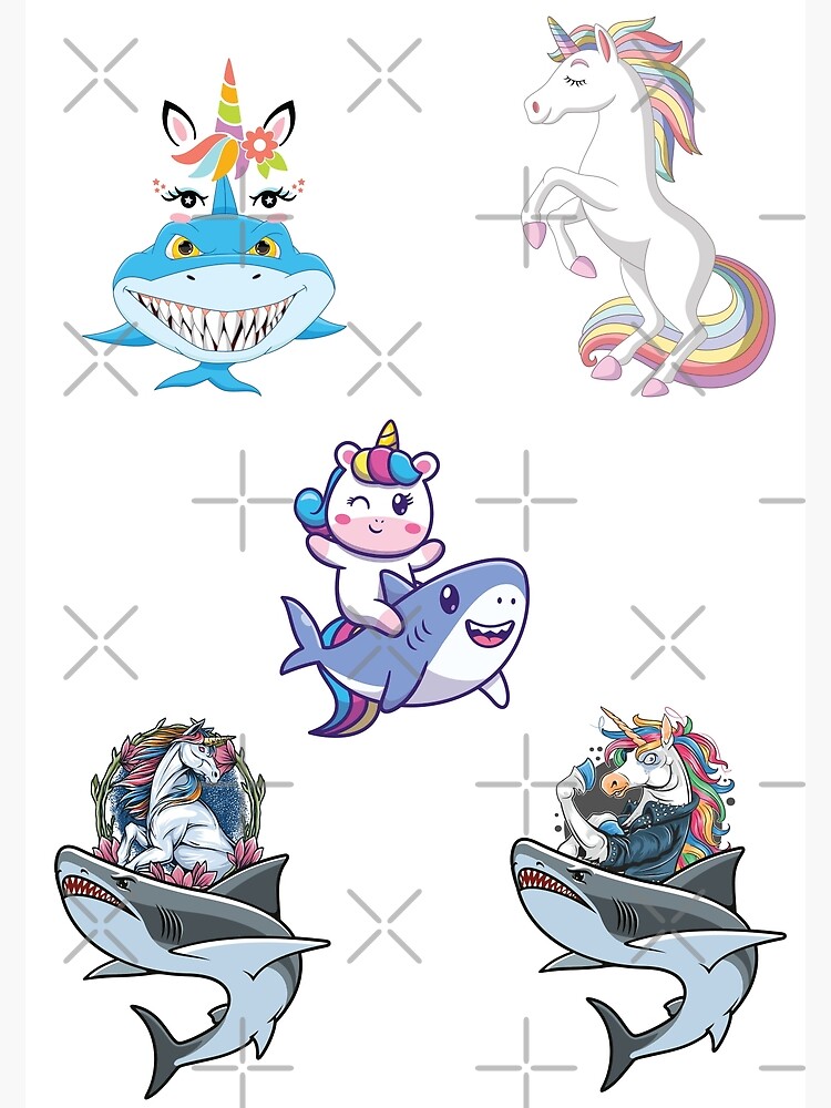 Unicorn Riding Shark Sticker Packs Unicorn Shark Sticker Packs