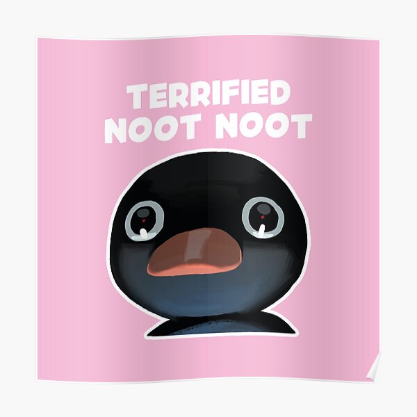 Terrified Noot Noot Pingu Meme Light Pink Bg Poster For Sale By