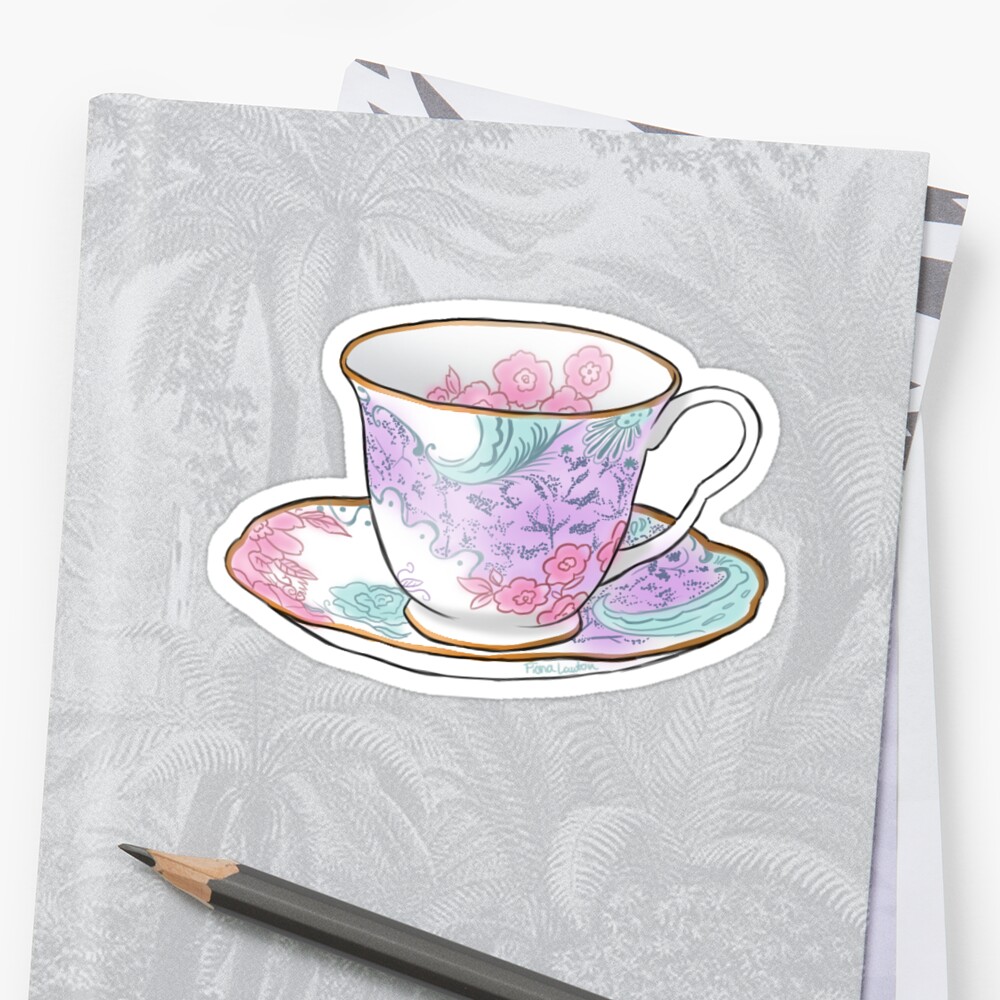 Classic China Tea Cup TeaParty Stickers By Fiona Lawton Redbubble