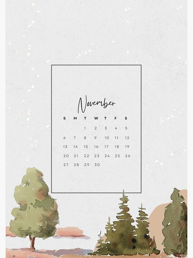 Monthly Calendar 2022 Aesthetic Green November Poster For Sale By