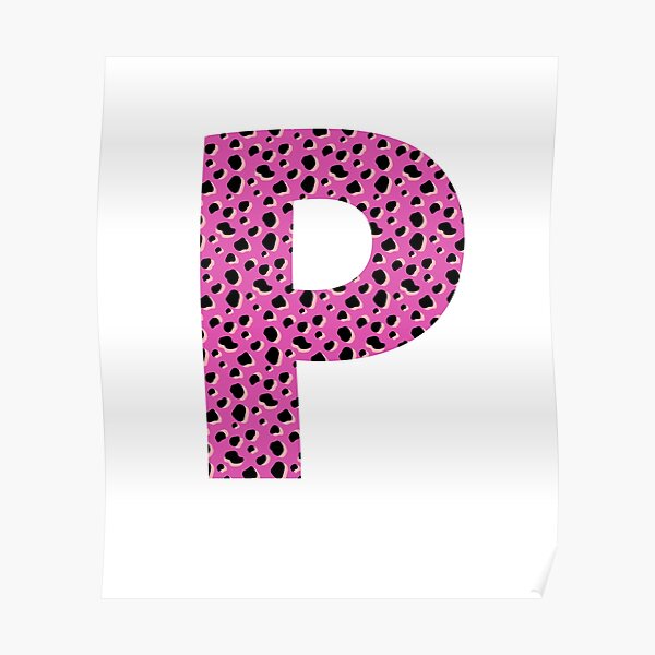 P Ster Alfabeto De Guepardo Leopardo Rosa Y Negro Letra P De