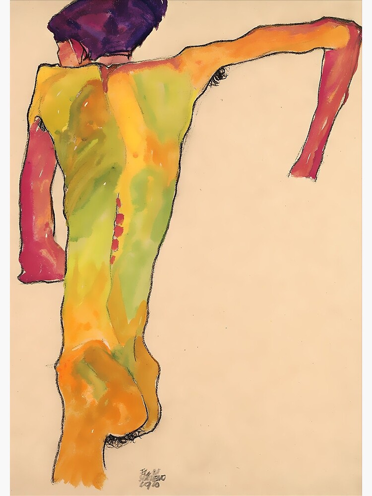 Egon Schiele Male Nude Propping Himself Up Poster For Sale By