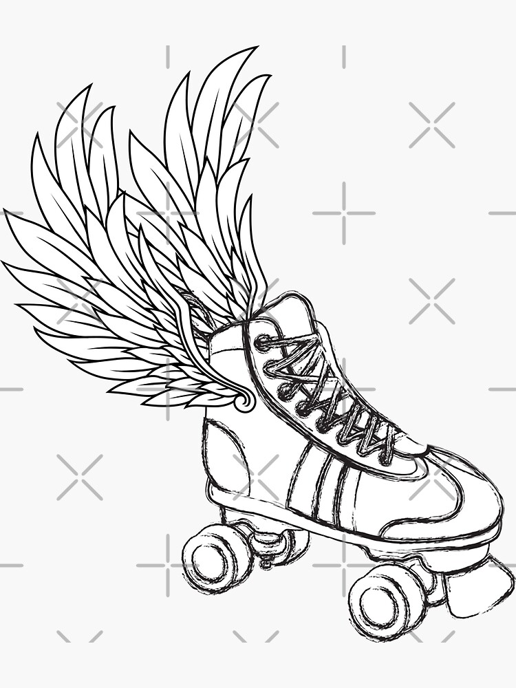 Roller Skate With Wings Funny Roller Skater Sticker For Sale By