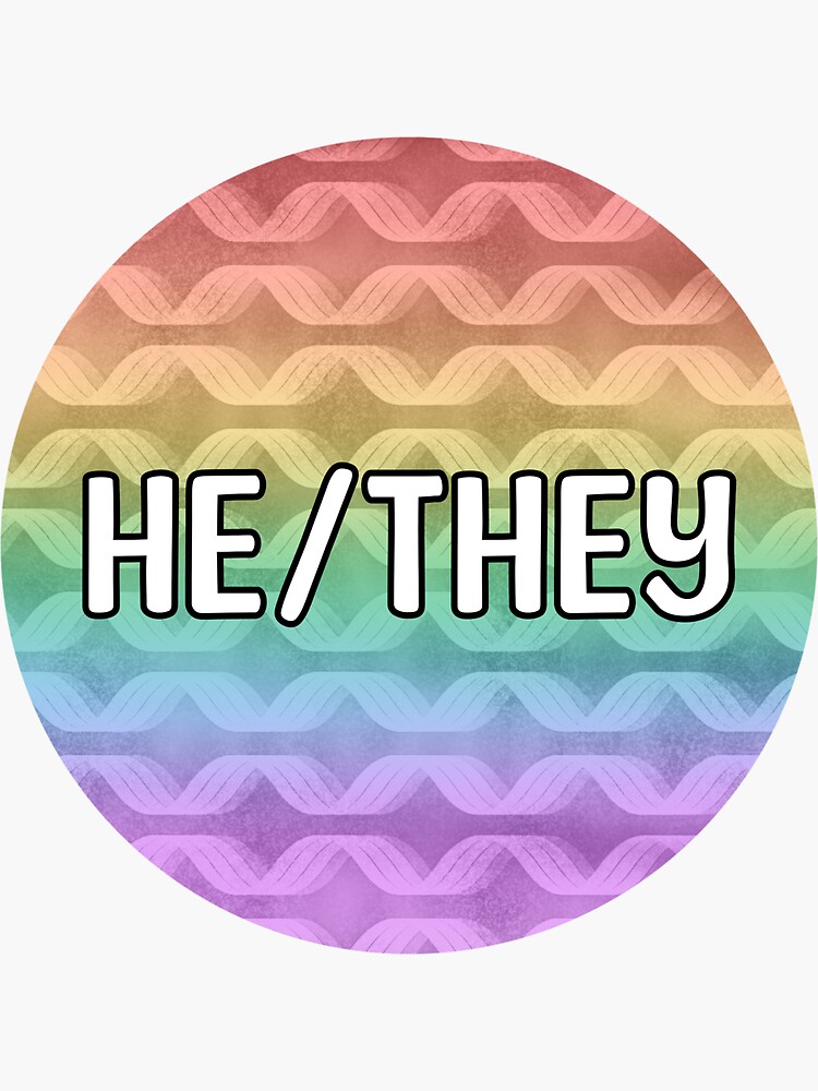 He They Rainbow Pronouns Sticker For Sale By Michaelkyan Redbubble