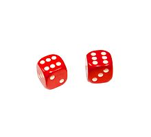 Two red lucky dice double six on white background by PhotoStock-Isra