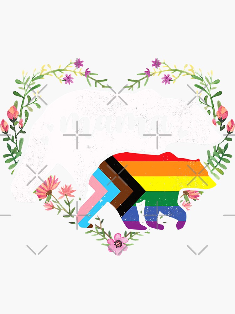 Lgbt Mama Bear Progress Pride Flag Gay Equal Rights Rainbow Sticker