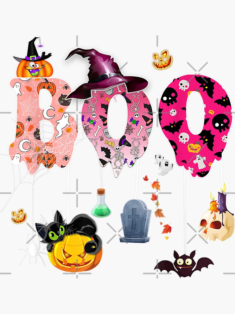 Boo Halloween Costume Spiders Ghosts Pumkin Witch Hat Sticker For