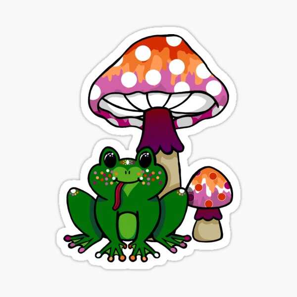 Frog Mushrooms Lesbian Pride Flag Sticker For Sale By RubyKilvaira