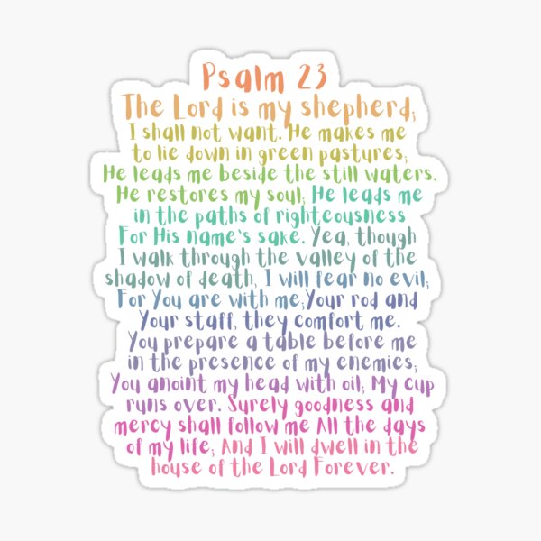 Psalm The Lord Is My Shepherd Nkjv Sticker For Sale By Christlike