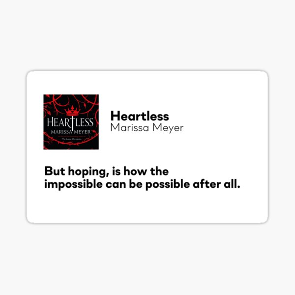 Heartless Marissa Meyer Sticker For Sale By Vivalavie Redbubble