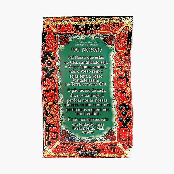 Portuguese 2 Lord S Prayer Pai Nosso Our Father Poster For Sale