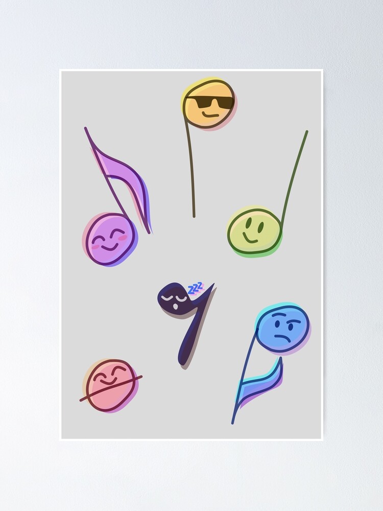 Happy Music Note Sticker Pack Poster For Sale By Five17 Redbubble