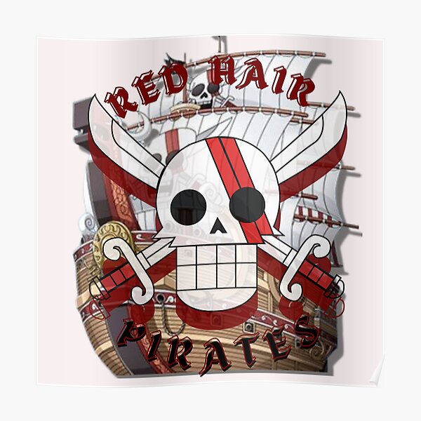 Póster Red Hair Pirates One piece Anime calavera jolly roger con