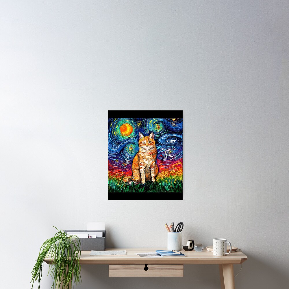 P Ster Gato De La Noche Estrellada Gato De Van Gogh Amante De Los