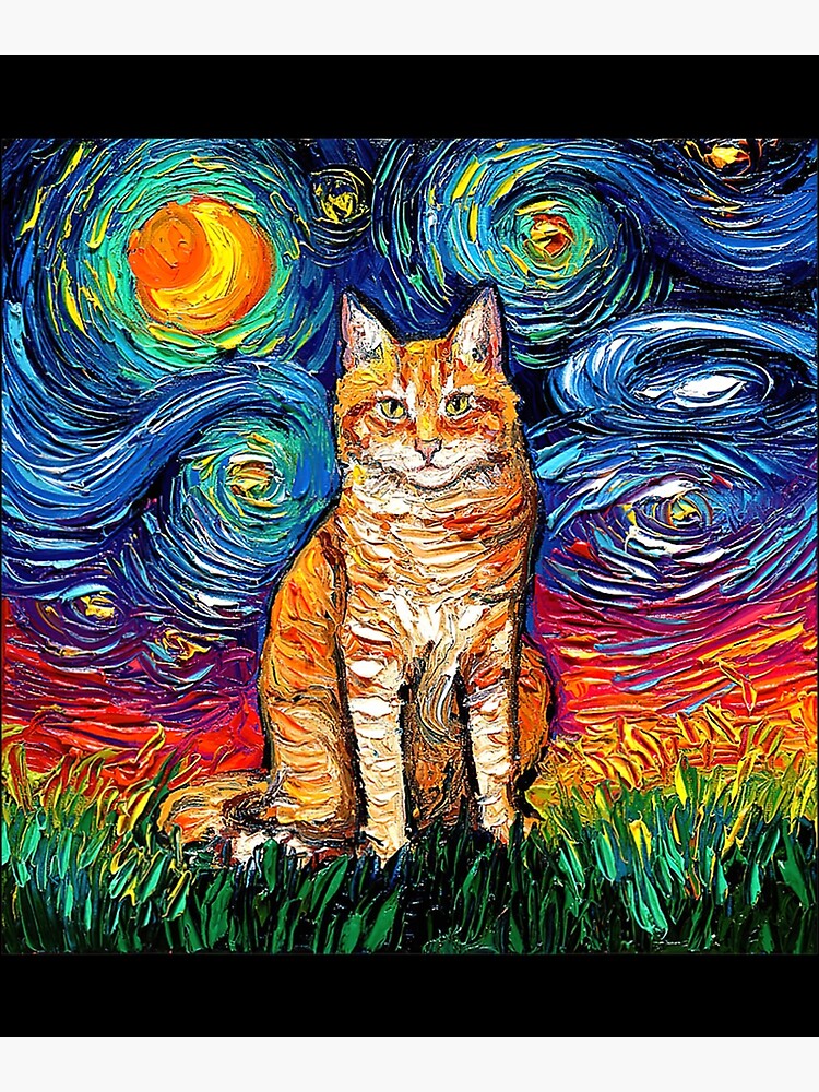 Póster Gato de la noche estrellada Gato de Van Gogh Amante de los