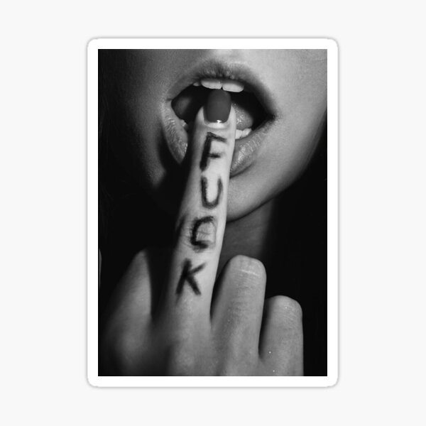 Aesthetic Middle Finger Women Black And White Poster Sticker For Sale