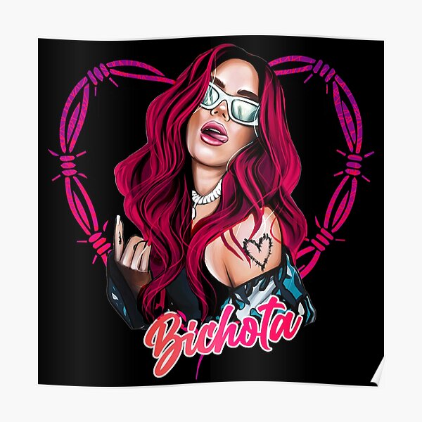 Póster Karol G red Bare Wire Heart Karol G Bichota New look Karol G